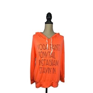 Messy Buns Lazy Days Tangerine Graphic Long Sleeve Oversized Hoodie Womens S